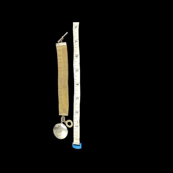 Vintage Monet stamped toggle clasp mesh bracelet with double locket - Picture 3 of 6